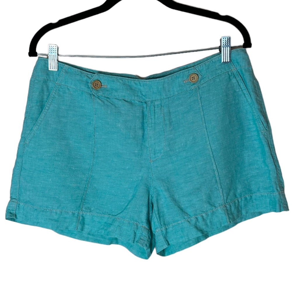 Ann Taylor LOFT Aqua Green Linen Shorts Size 6
